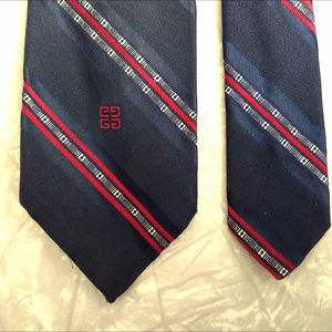 Givenchy Gentlemen Paris Vintage Blue Striped Tie - image 1